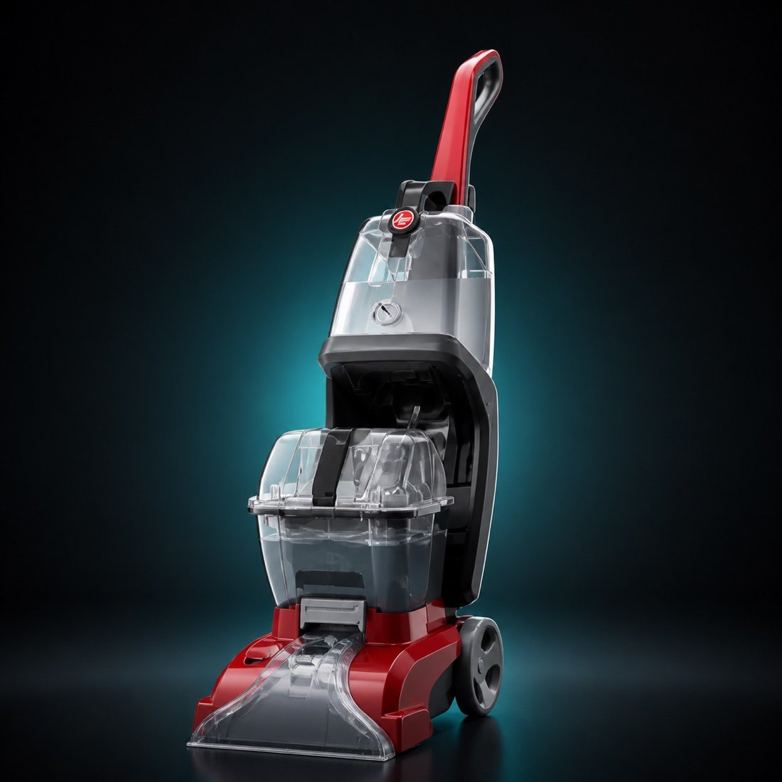 Hoover PowerScrub Deluxe in a dark premium studio setting