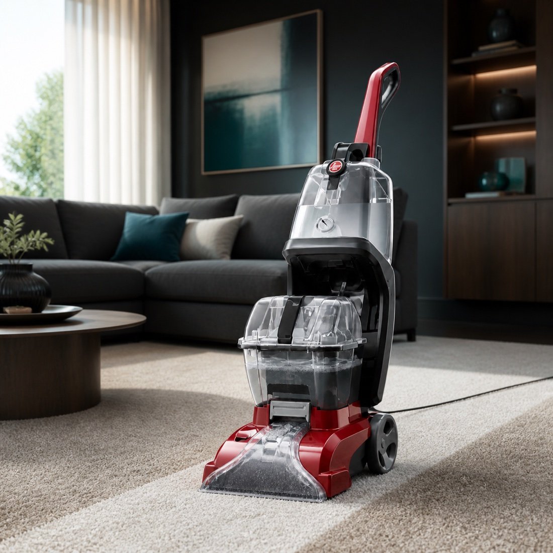Living-room cleaning scene